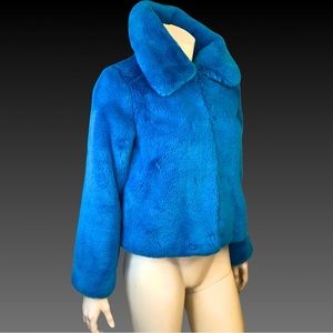 Topshop Vibrant Blue Faux Fur Jacket